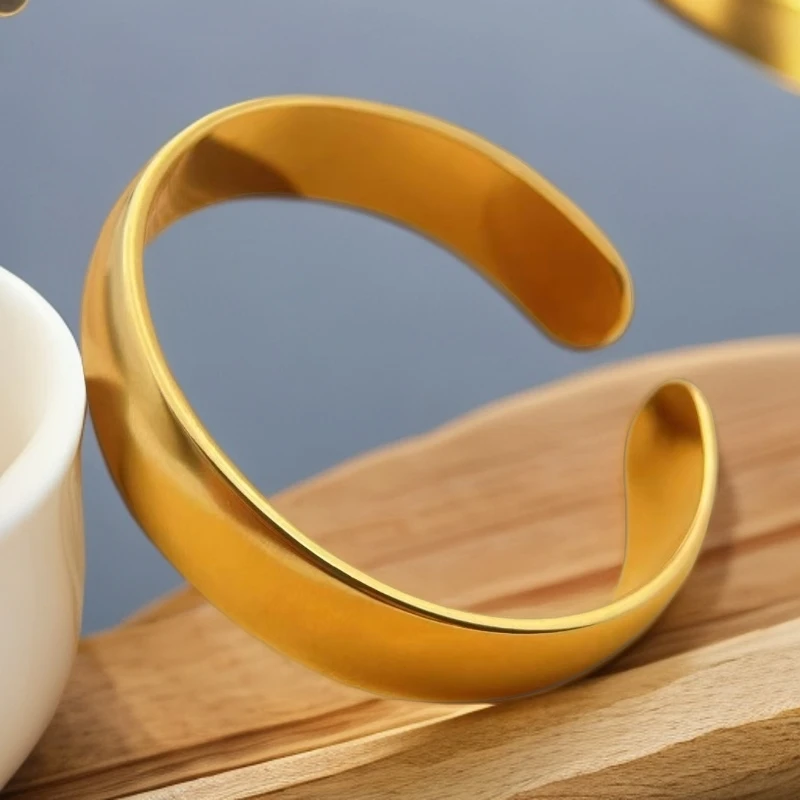 【珍熙专属】精美百搭光面宽版合金开口镯SZ60599