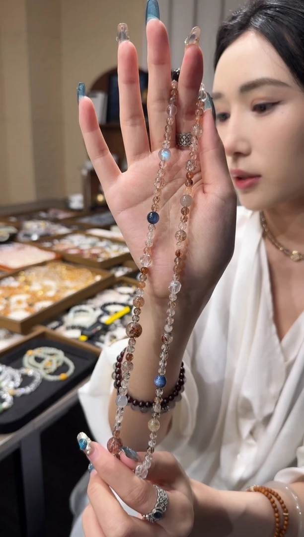 水晶摆件未镶嵌三圈黑金超七