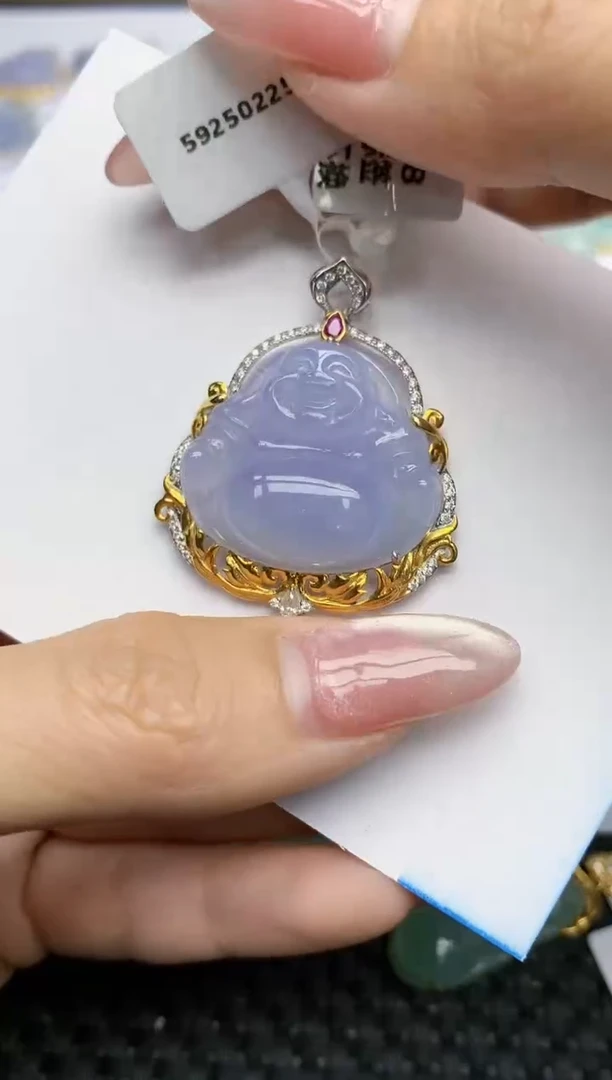 【闪购商品】翡翠挂件18K金镶嵌天然翡翠A货60