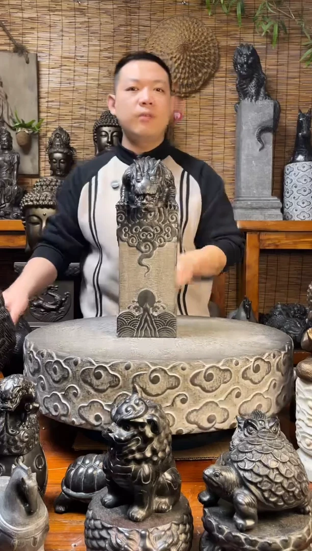 石材40吸水兽立柱可流水天然青石雕刻