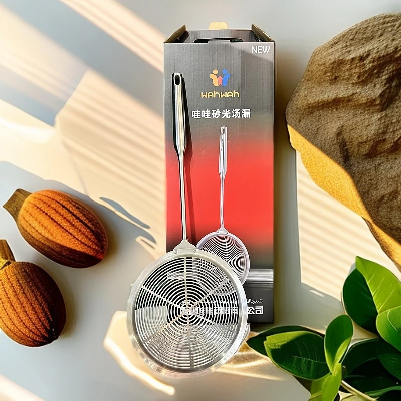 wahwah/哇哇不锈钢漏勺家用304漏勺一体成型水饺挂钩线漏厨房