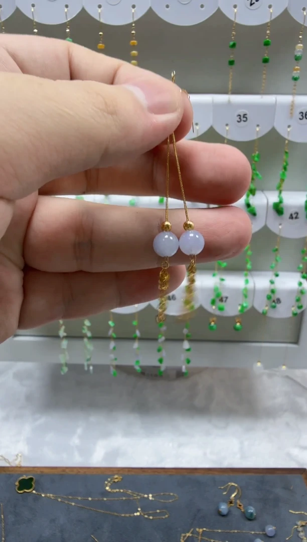 18K金镶嵌翡翠耳饰缅甸天然翡翠A货