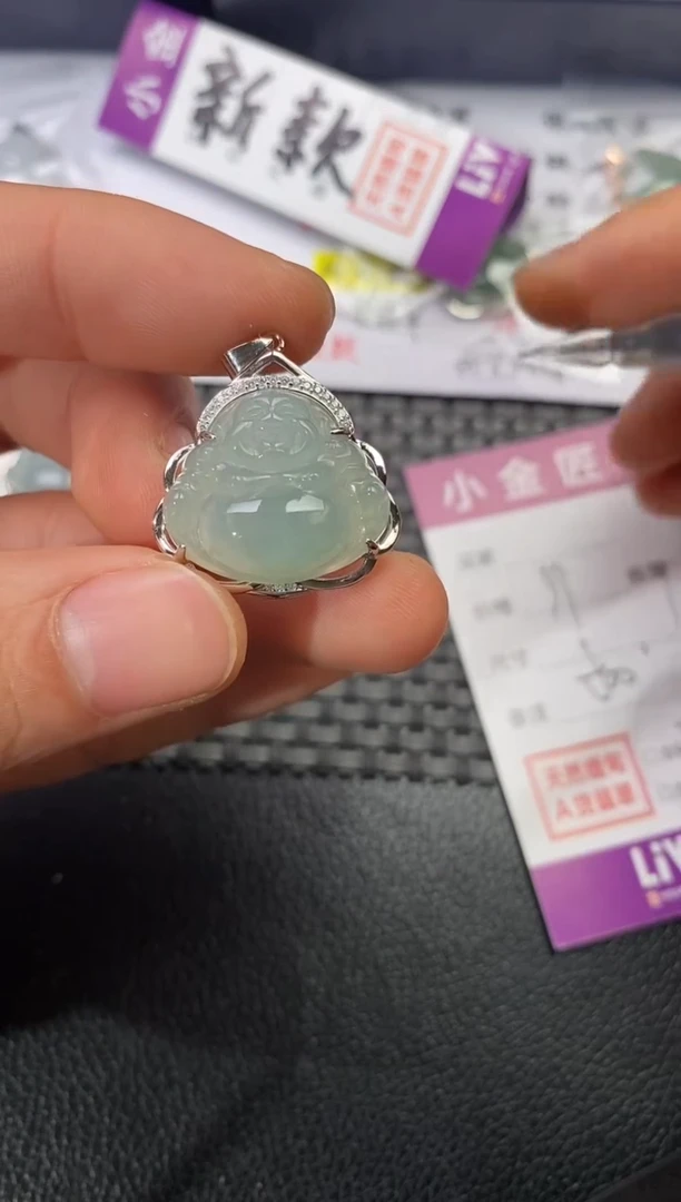 颈饰银S925镶嵌翡翠小*女挂件