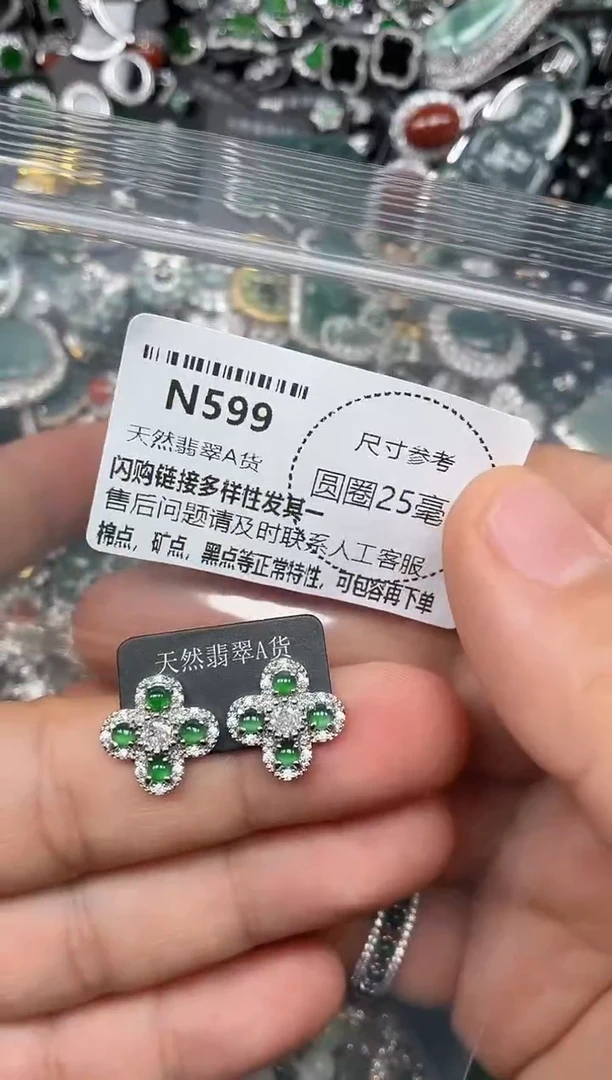 翡翠未镶嵌颈饰N599耳钉