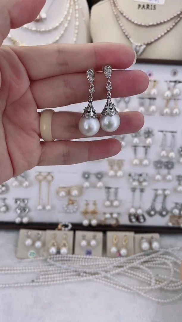 合金耳饰淡水珍珠15圆珠微瑕