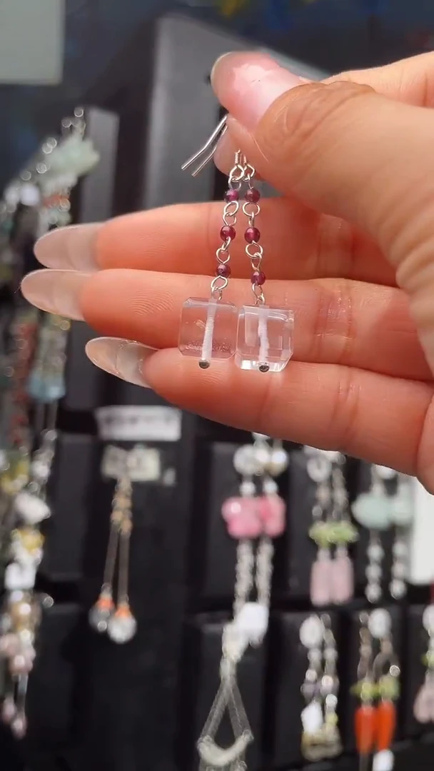 银S925镶嵌耳饰紫晶月****۶月夜的战