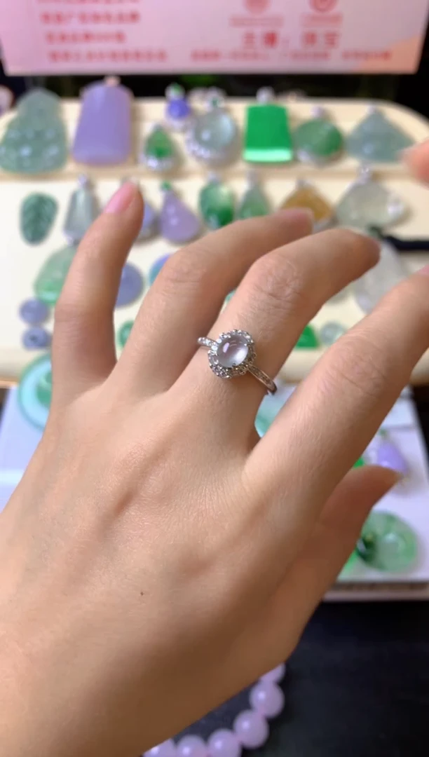 银S925镶嵌戒指翡翠蜡**小戒指