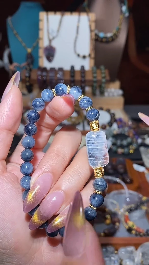 DIY手串未镶嵌水晶蓝兔毛蓝针