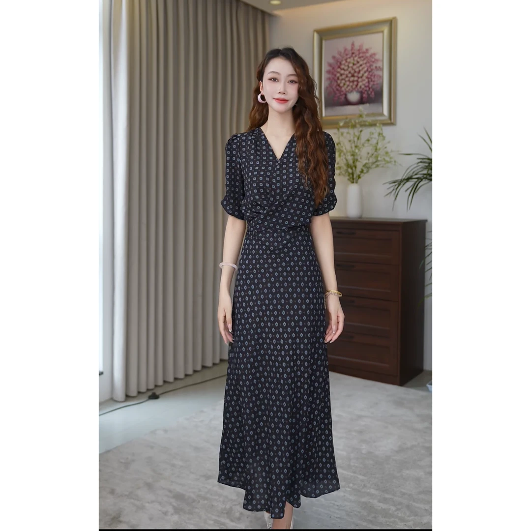 Hangsixiang.小爽【青瓷】气质高腰显瘦女神连衣裙11563时尚夏季