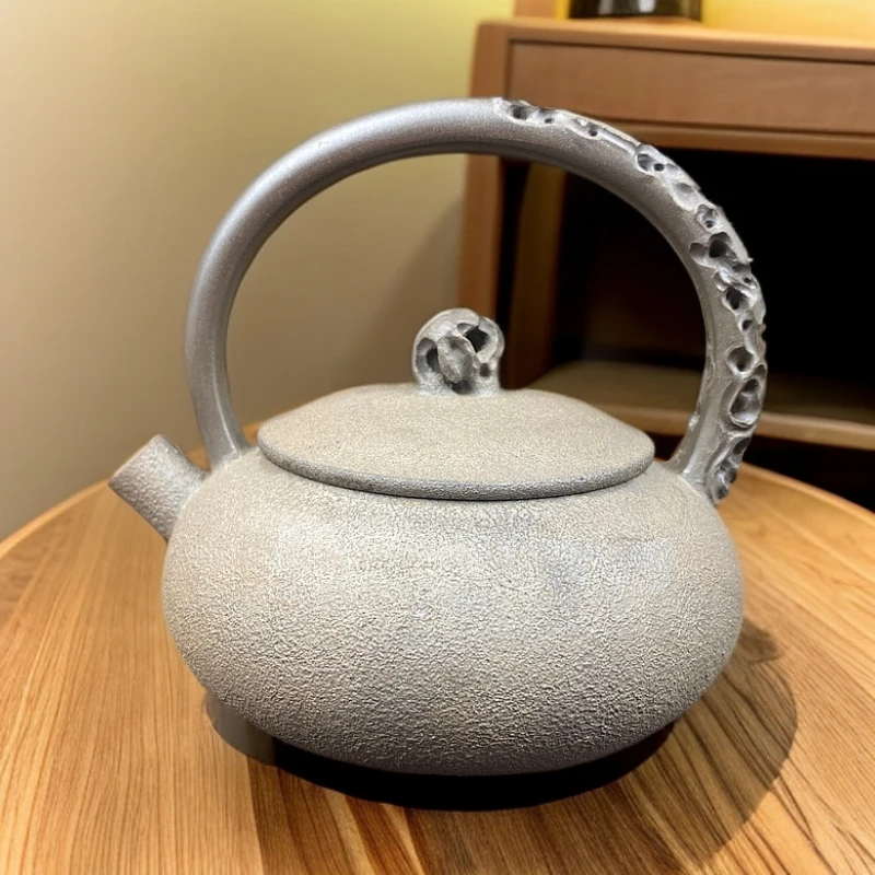 广西坭兴陶茶具 粗纹理提梁壶 大球孔约 170cc 全手工制作原矿紫