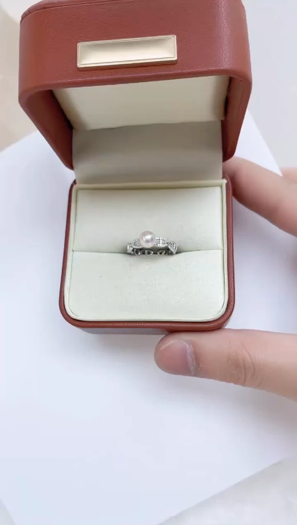 银S925镶嵌海水珍珠戒指海水珍珠戒指