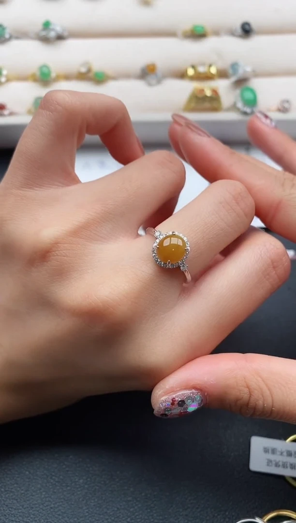 银S925镶嵌戒指翡翠8888888+6