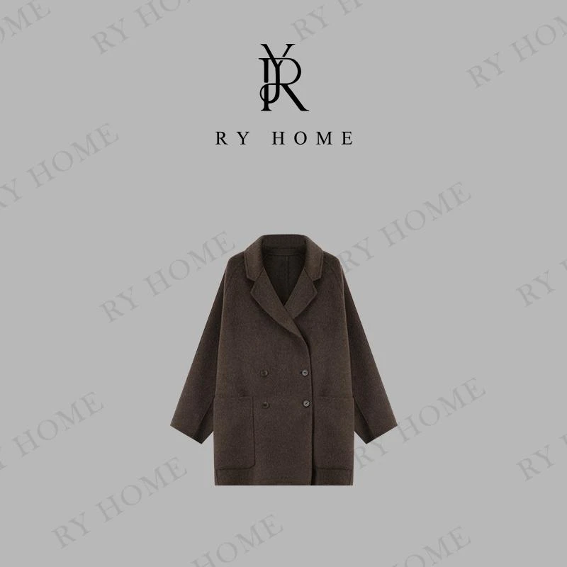 【容雨RYHOME】骆驼绒＋桑蚕丝自在从“绒”中长款双面大衣外套W1697