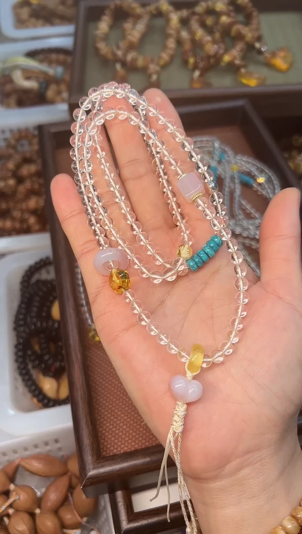 未镶嵌手链水晶卡6mm左右108颗设计款 脖挂