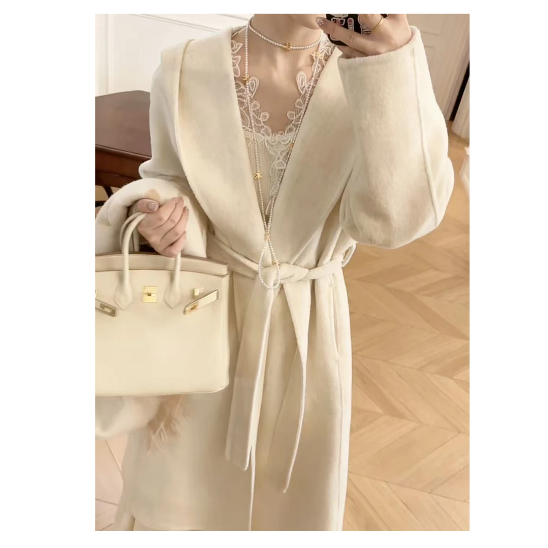 2025秋冬新款双面呢羊毛大衣中长款韩版外套【走进巴黎】98002