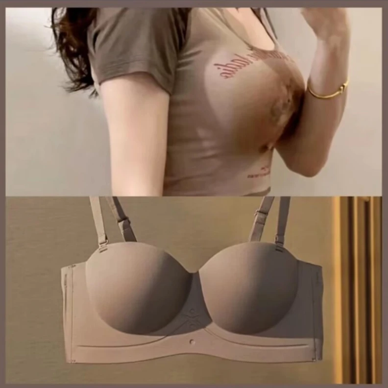 3D性感加厚少女内衣小胸聚拢无钢圈收副乳无肩带防滑调整型文胸罩