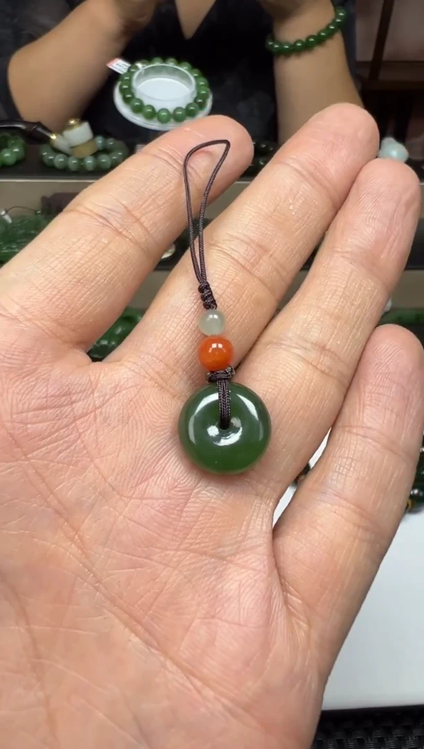 颈饰未镶嵌和田玉【老马】和田玉碧玉平安扣手机挂件（多样发一）