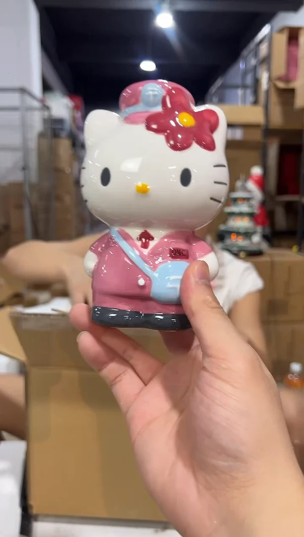 瓷片粉色邮递员kt存钱罐