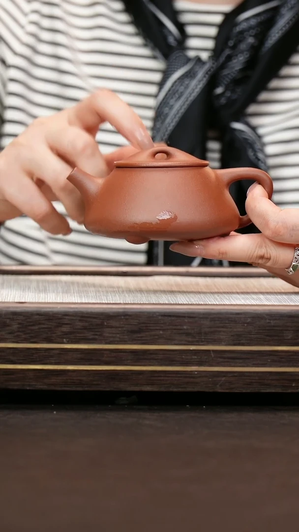 茶壶紫砂原矿紫泥  石瓢壶