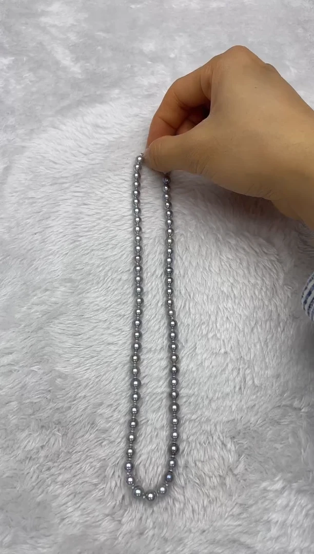 项链银S925镶嵌海水珍珠AK真多麻6-6.5mm