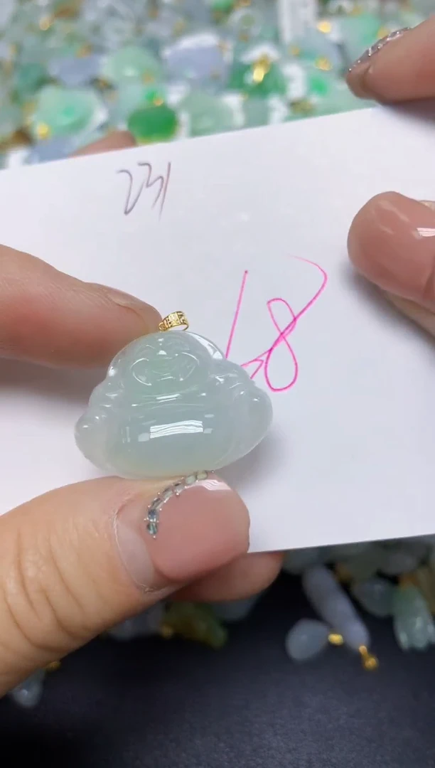 【闪购商品】翡翠挂件18K金镶嵌 天然翡翠A货