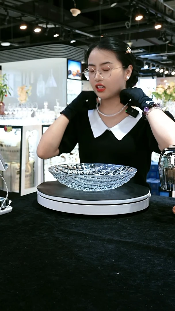 水晶平底款透明果盘1个22.5