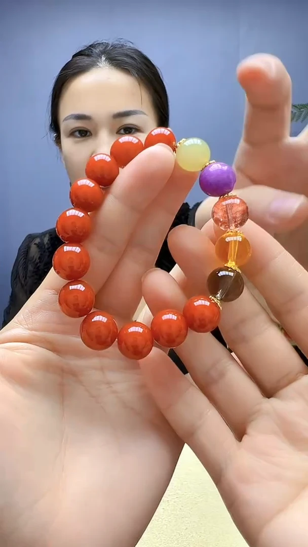 颈饰14K金镶嵌南红玛瑙丹丹diy颈饰