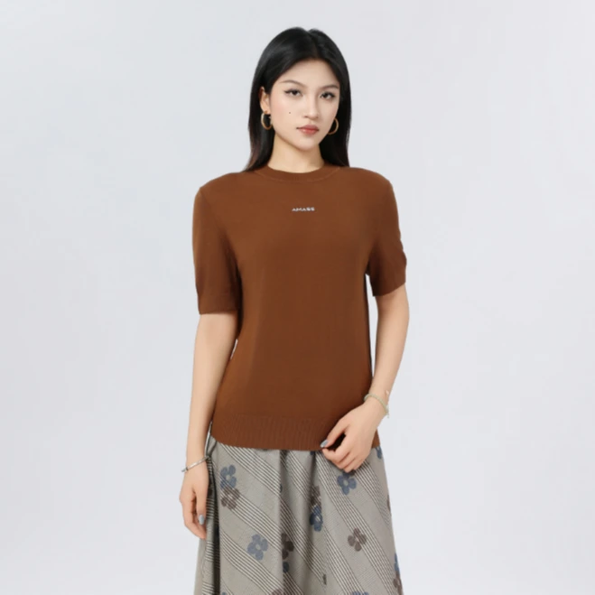 AMASS/阿玛施 新款圆领极简保暖半袖针织衫女538053