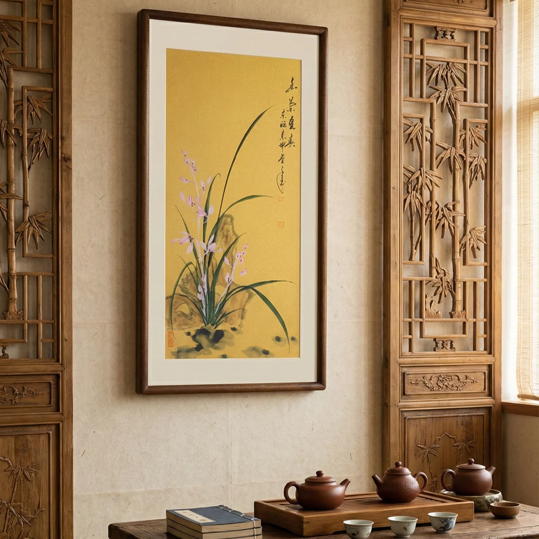 金世坤-兰花-36cm*69cm尺寸手绘国画作品卧室茶室挂画手绘同款