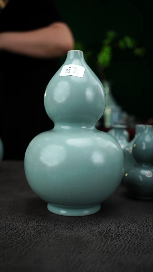 瓷片仿古天青葫芦瓶精品~帆