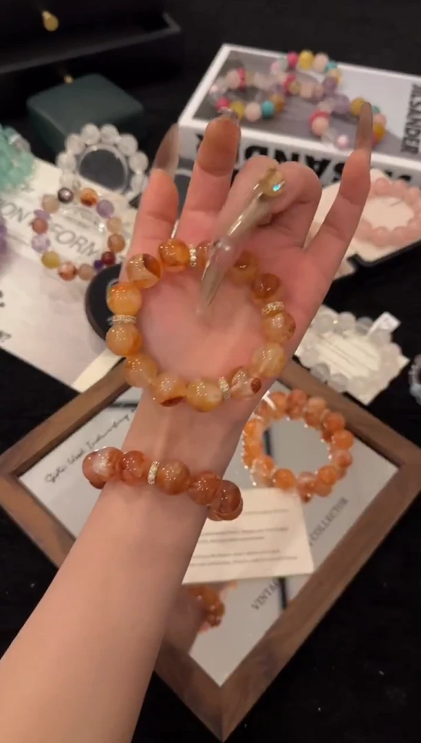 合金手链水晶粉胶花x3446