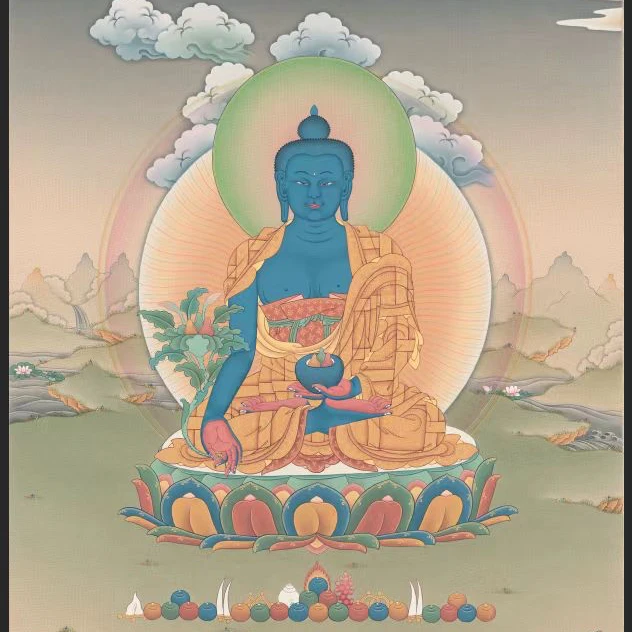 非金属陶瓷吊坠 药师佛手绘唐卡手绘唐卡图片