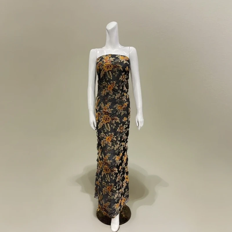 新款金丝绒提花XP-DHW面料 翠花高级旗袍连衣裙服装布料