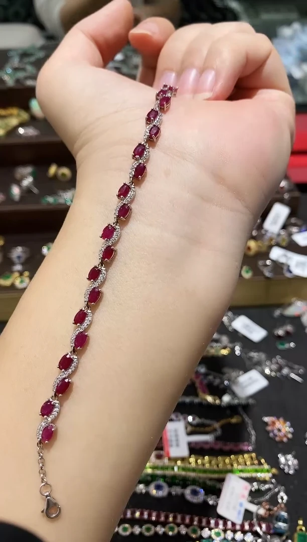 【闪购商品】红宝石手链银S925镶嵌手链