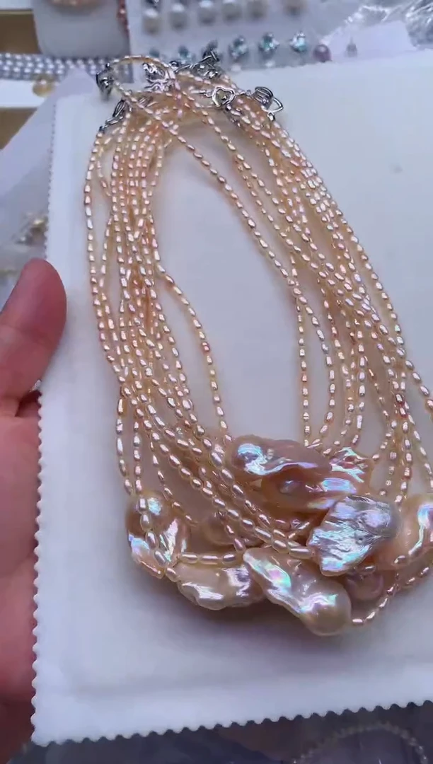 淡水珍珠合金项链多样性发其一，非无暇