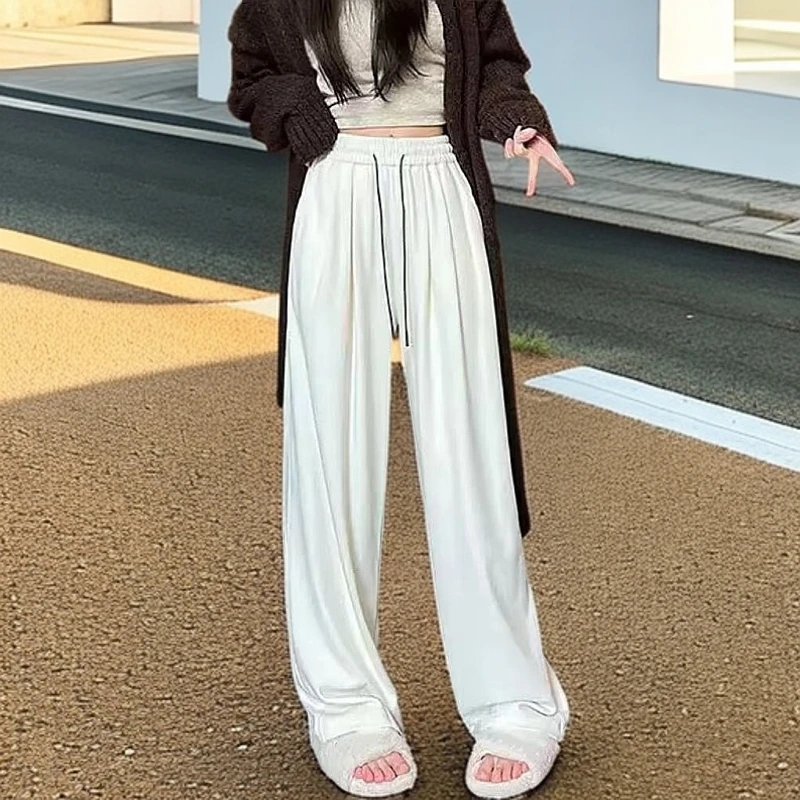 6128夏季新款抽绳时尚垂感显瘦拖地裤女