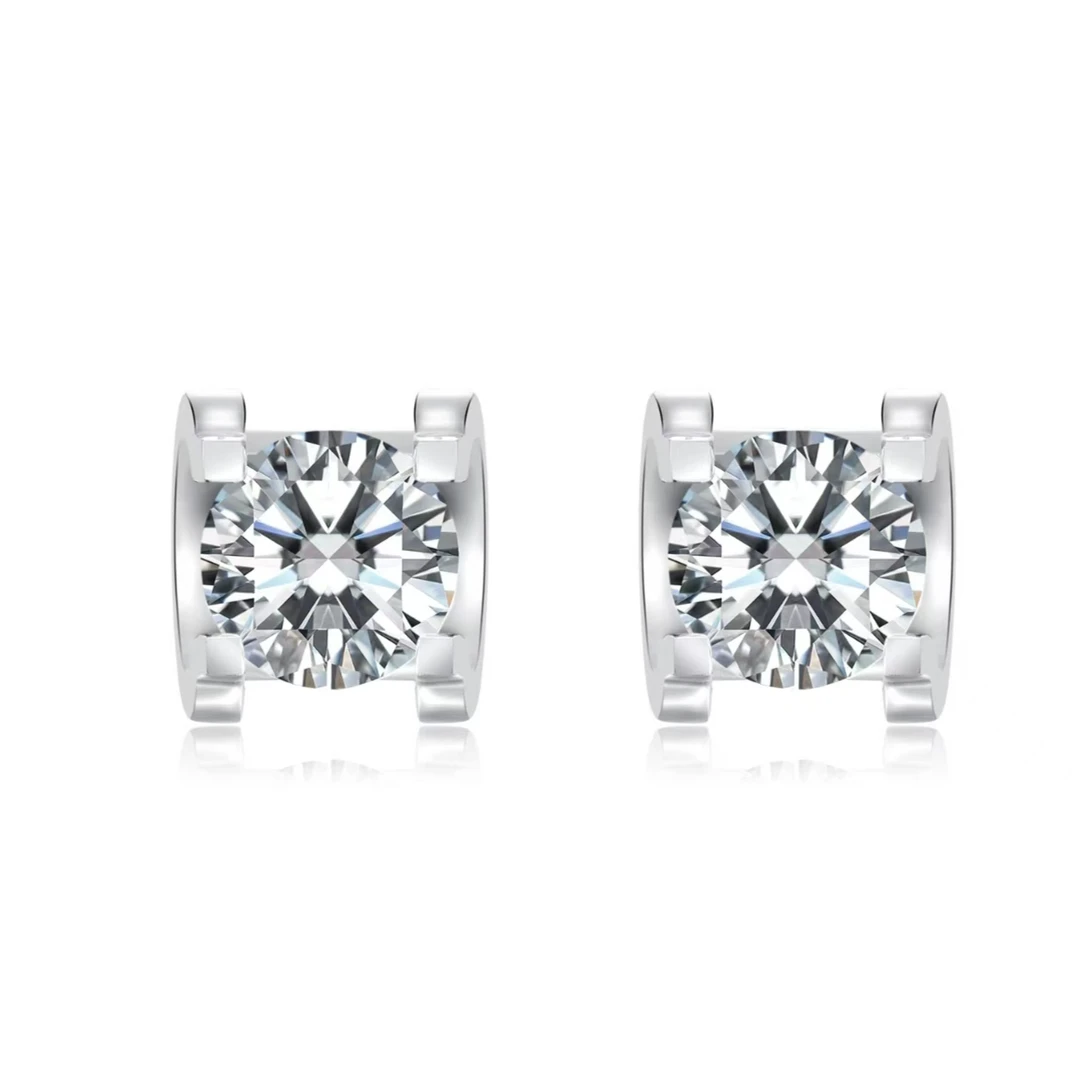 实验室培育钻石牛头培育钻石耳钉轻奢简约大气七夕礼物