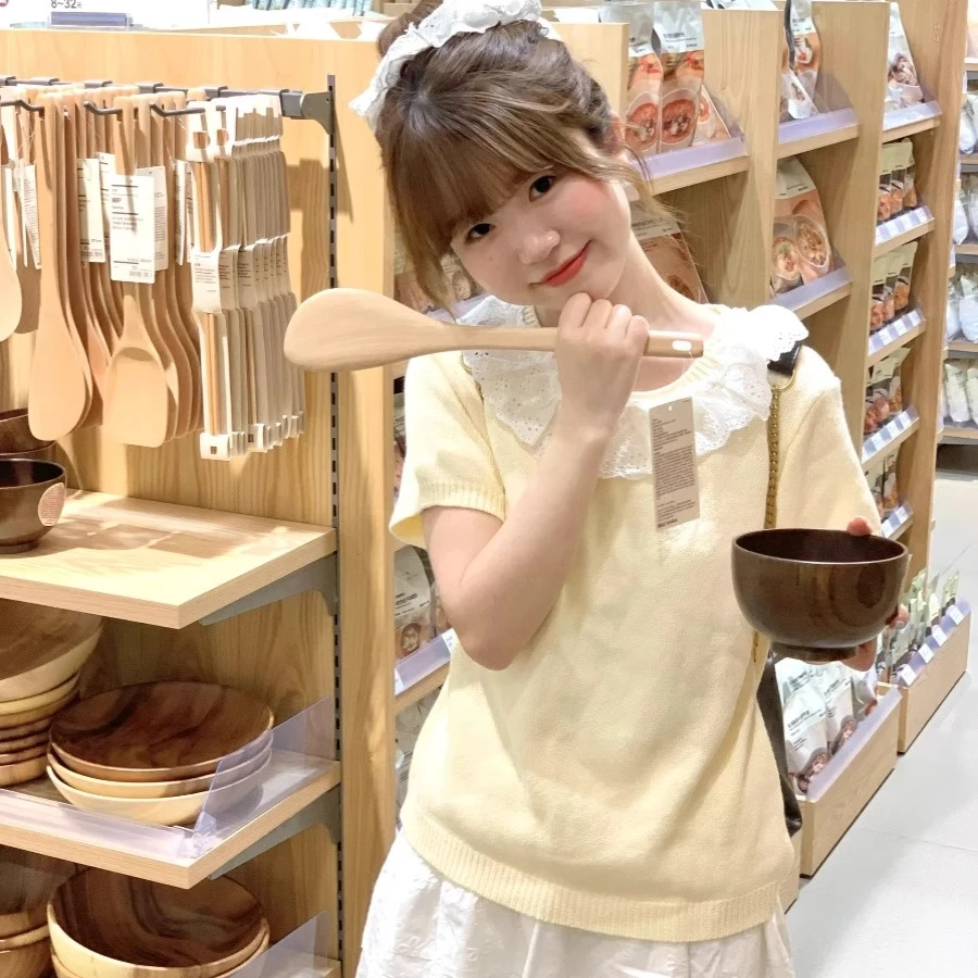 显瘦可爱甜美温柔风拼接蕾丝花边蝴蝶结上衣2025夏季百搭t恤女