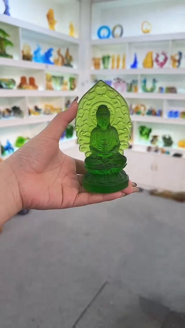 手工艺品琉璃背板净瓶观音