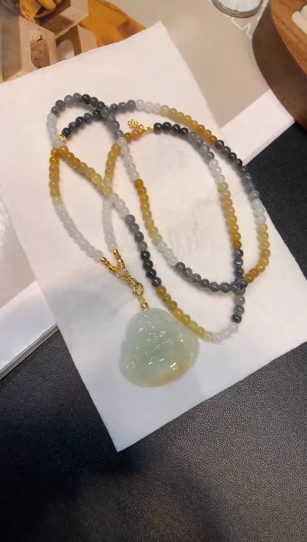 颈饰银S925镶嵌翡翠佛公项链 多样性发一件