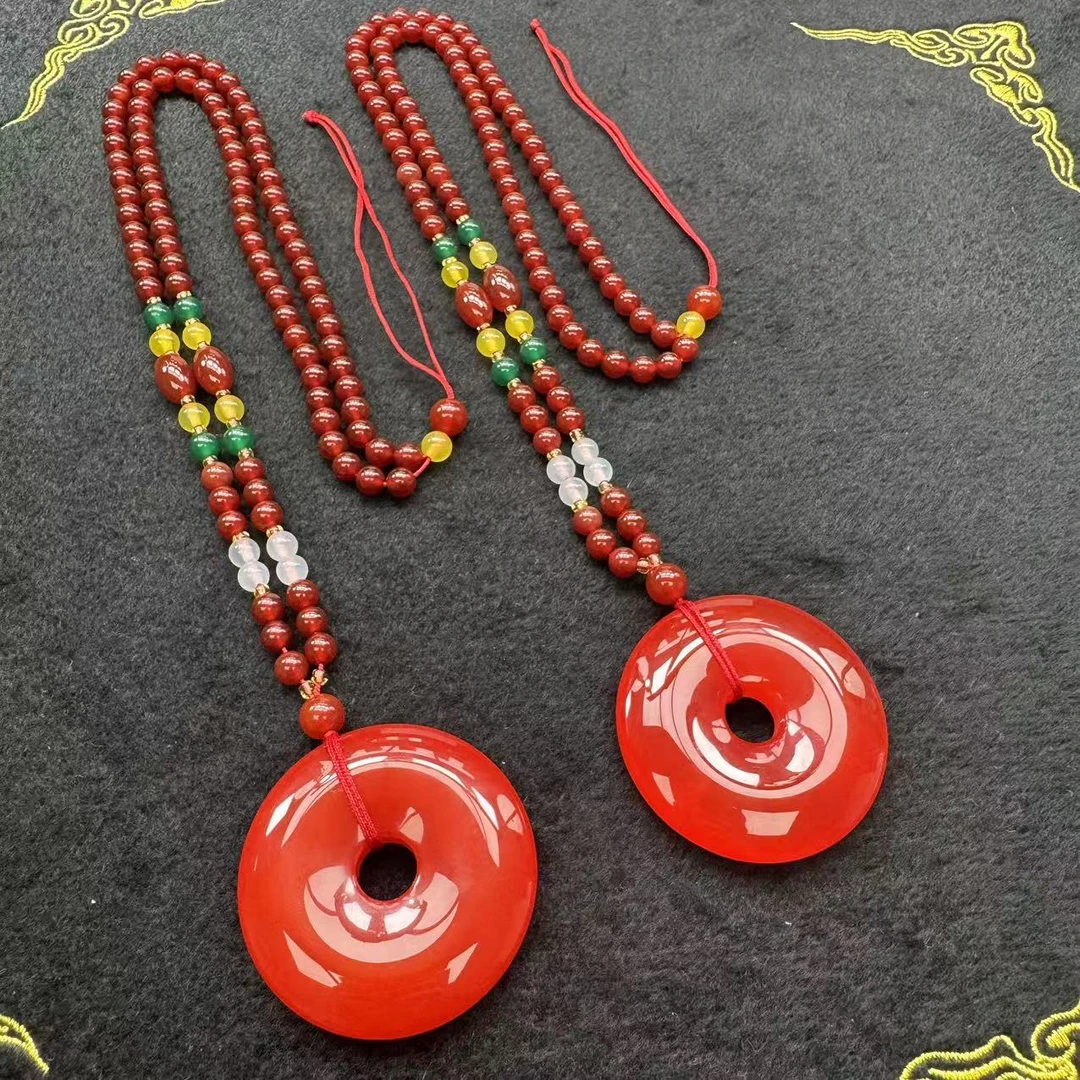 【刘少文】业火红莲卢比莱玛瑙平安扣套链-ML-E159-多样性只发一件