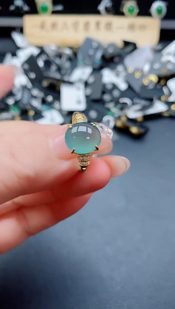 银S925镶嵌戒指翡翠1