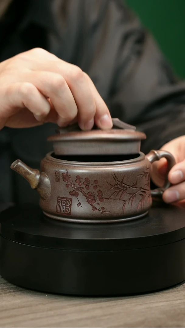 茶壶紫砂完**岸H2417李小琴段泥梅竹双清竹碗