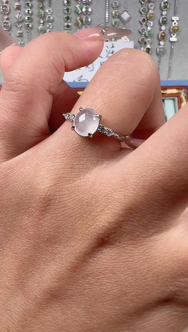 【闪购商品】翡翠戒指银S925镶嵌天然缅料保a保真保天然