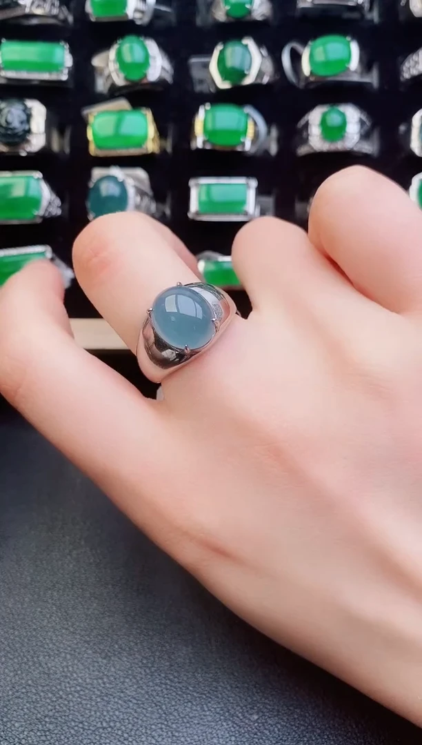 翡翠戒指银S925镶嵌1