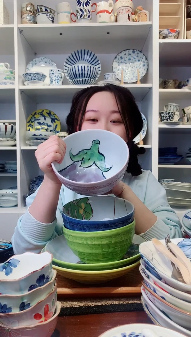 陶瓷美浓烧茄子大面碗