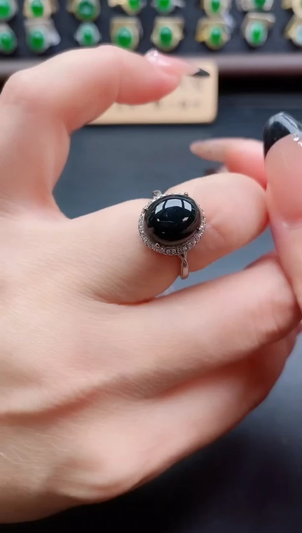 银S925镶嵌戒指翡翠1