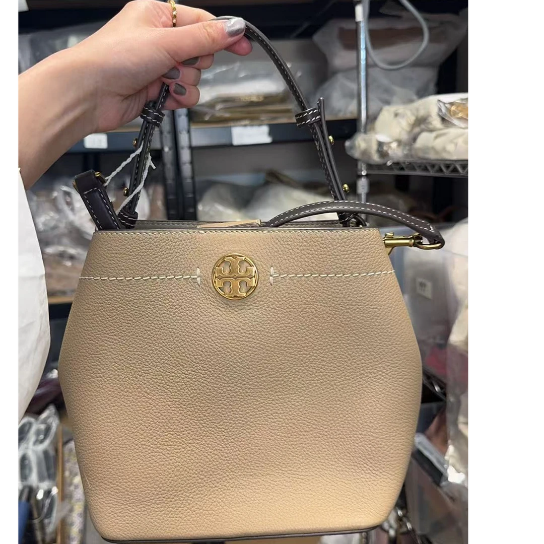 【默认微瑕】ToryBurch/汤丽柏琦Felix奶茶单肩水桶包153436