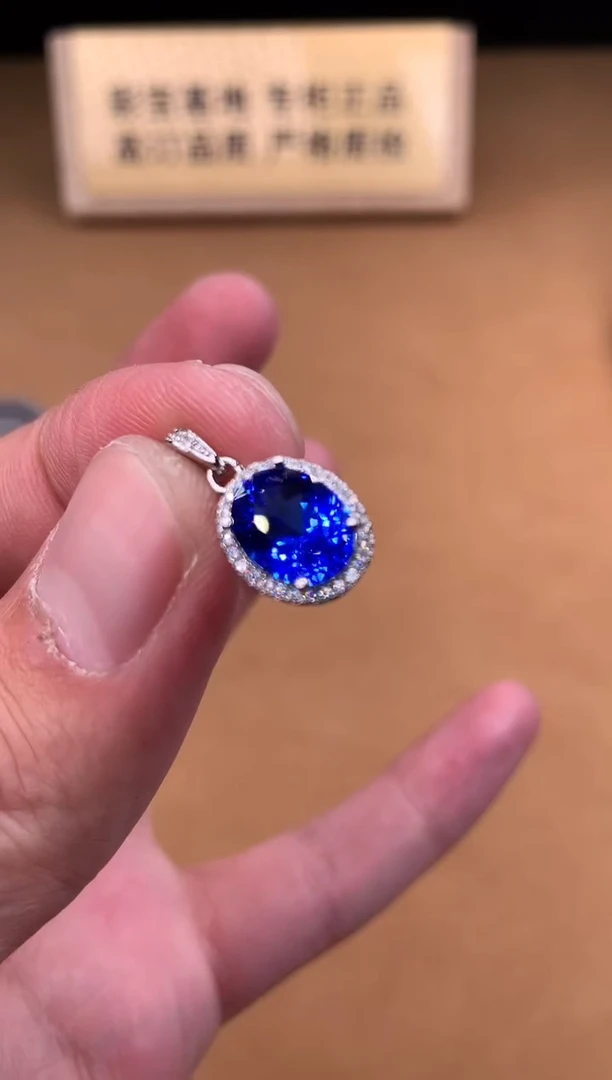 颈饰蓝宝石银S925镶嵌2222