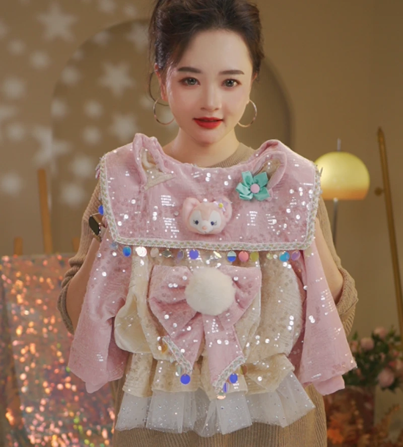 （闪亮兔兔）2025粉色外套韩版一件衣服三种穿搭女童外套洛丽塔纱裙